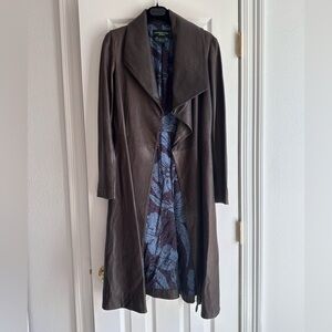 Shanghai Tang Brown Leather Coat Size 6 in perfect condition